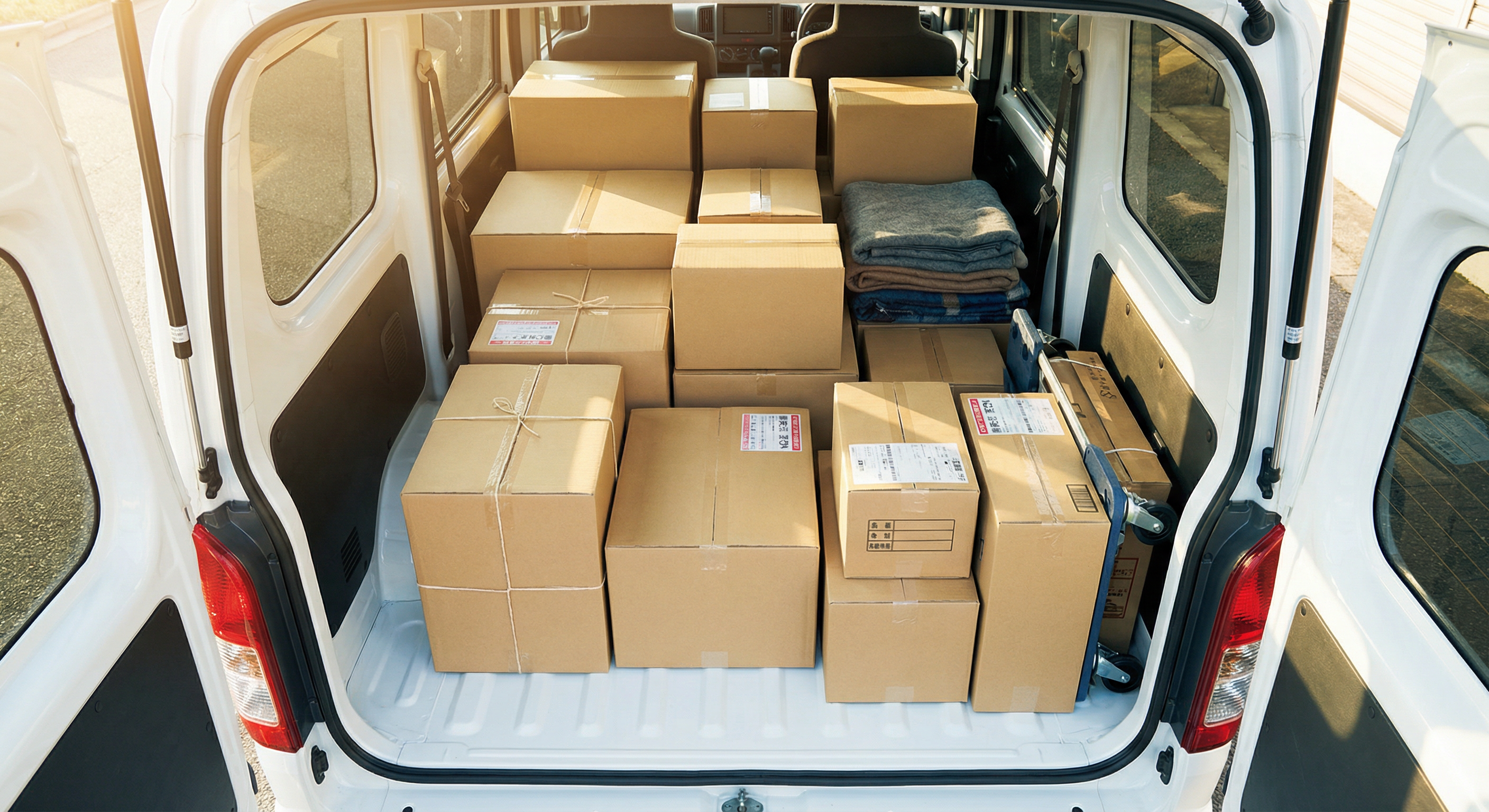 荷物を積んだ配送車両