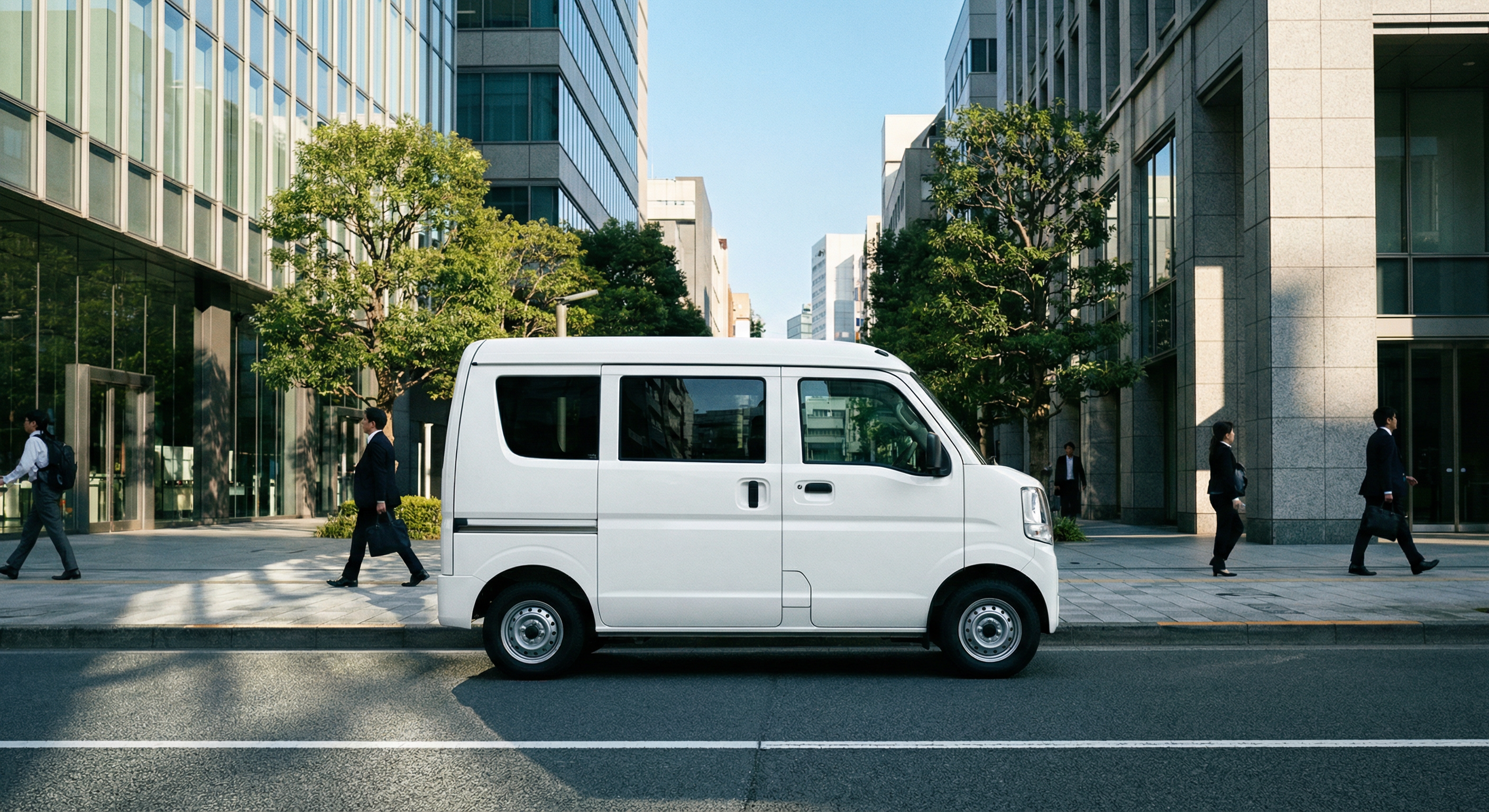 都心を走る配送車両